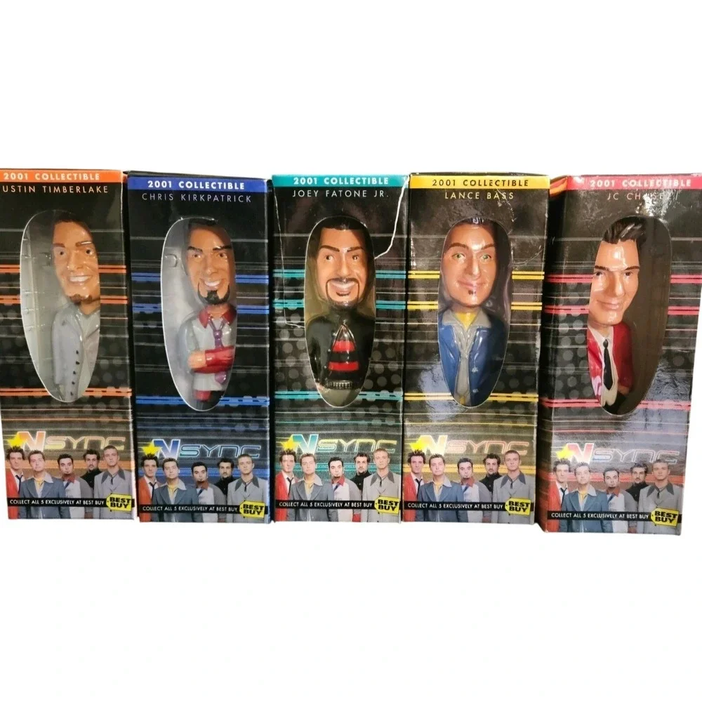 Vtg NSYNC Best Buy Exclusive Collectible Bobblehead Dolls W Boxes FULL SET‎ 2001